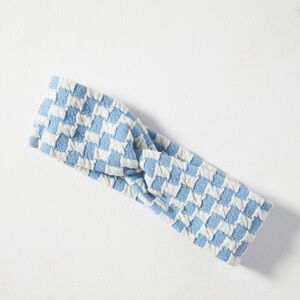 Anthropologie Blue and White Checkered Headband